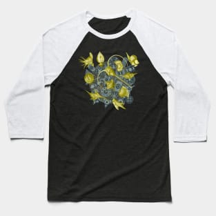 Ernst Haeckel Yellow Peridinea on Cerulean Diatoms Baseball T-Shirt